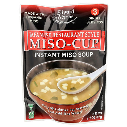 Edward & Sons, Miso-Cup®, Japanese Restaurant Style, 3 Single Servings, 2.9 oz (82 g)