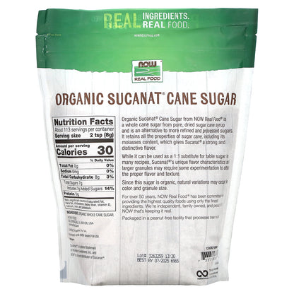 NOW Foods, Real Food, Organic Sucanat Cane Sugar, 2 lbs (907 g)