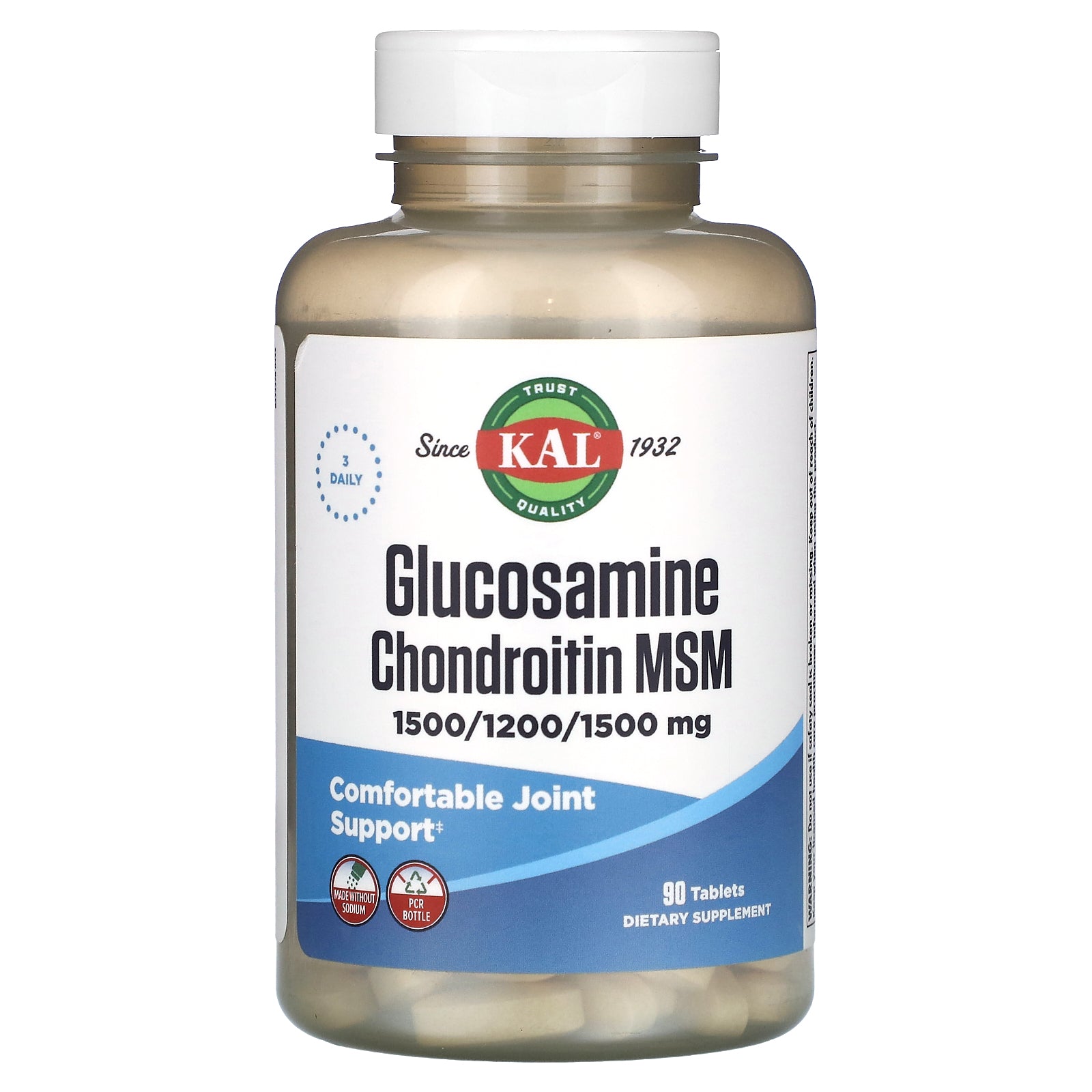 KAL, Glucosamine Chondroitin MSM, 90 Tablets