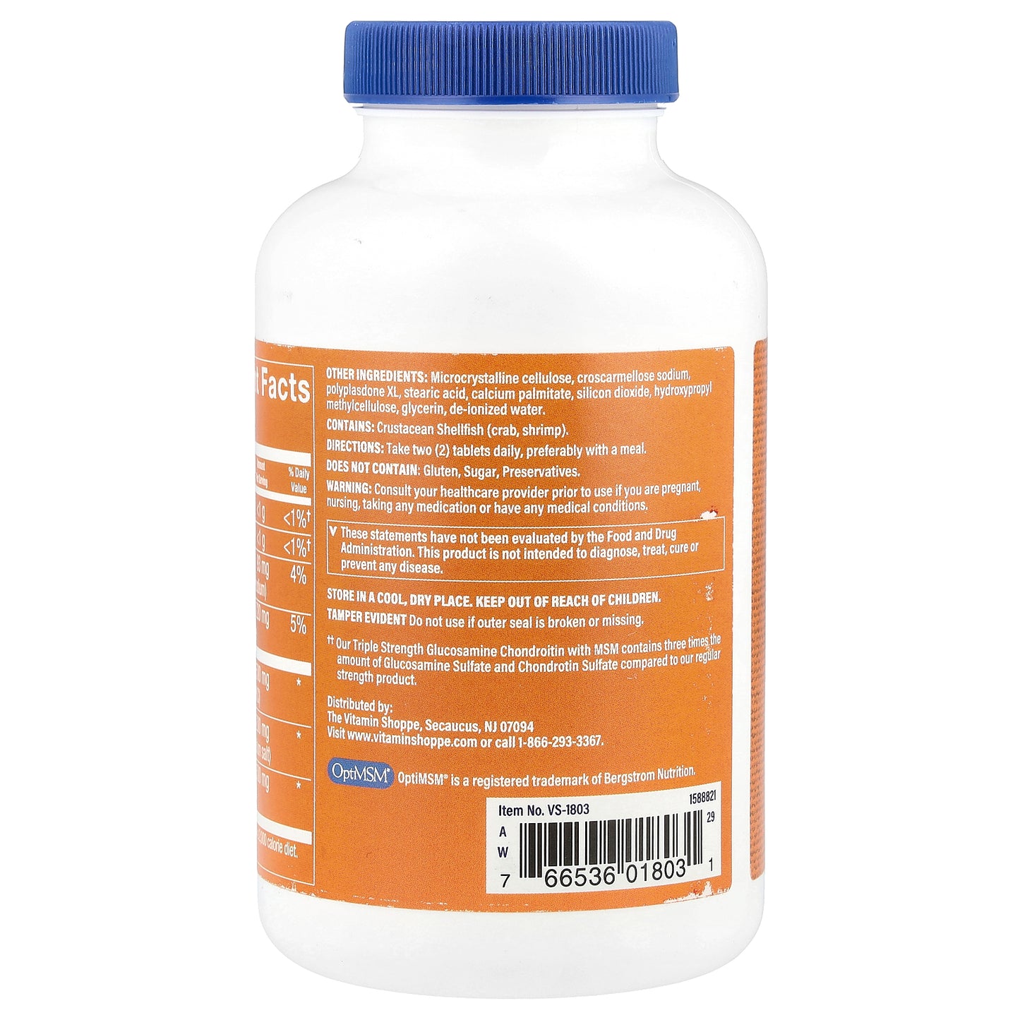 The Vitamin Shoppe, Triple Strength Glucosamine Chondroitin With MSM, 120 Tablets