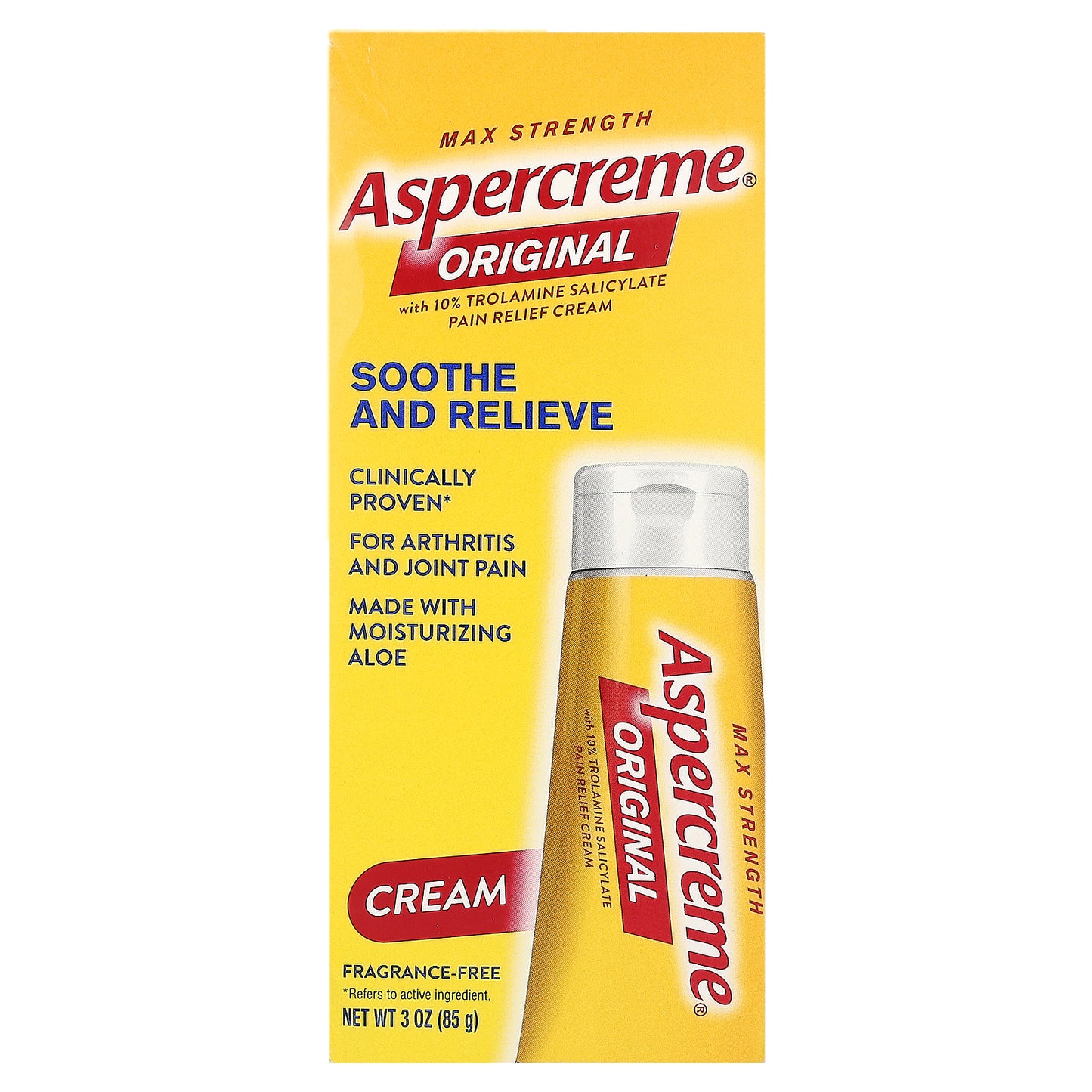 Aspercreme, Original Cream, Max Strength, Fragrance-Free, 3 oz (85 g)