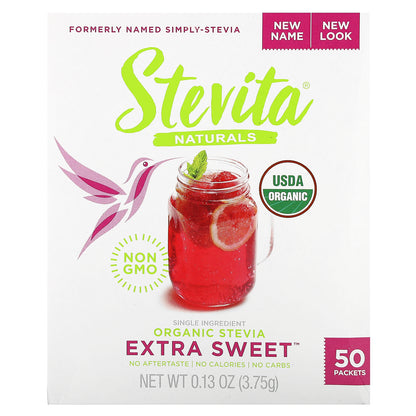 Stevita Naturals, Naturals, Organic Stevia, Extra Sweet, 50 Packets, 0.13 oz (3.75 g)