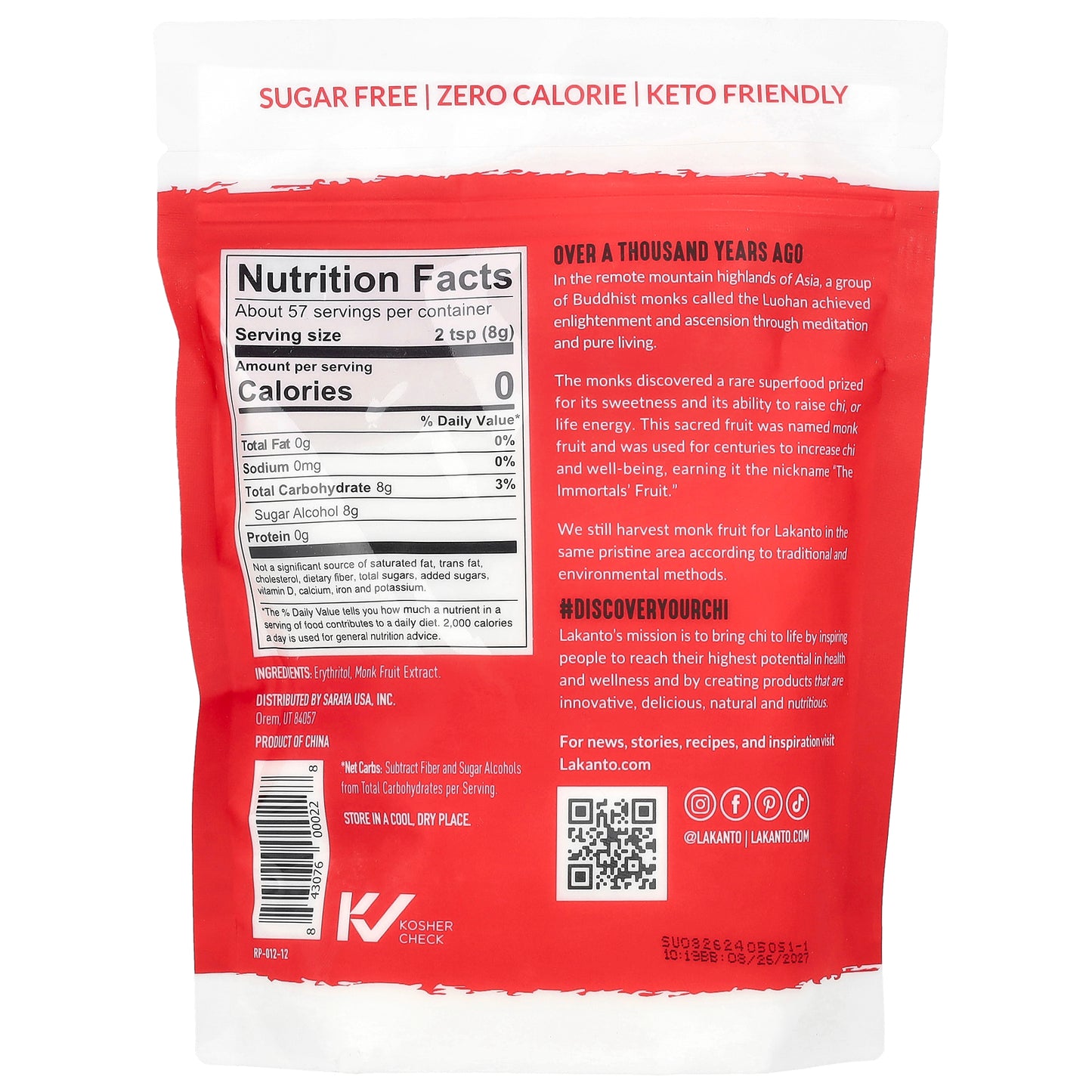 Lakanto, Monkfruit Sweetener with Erythritol, Classic, 16 oz (454 g)