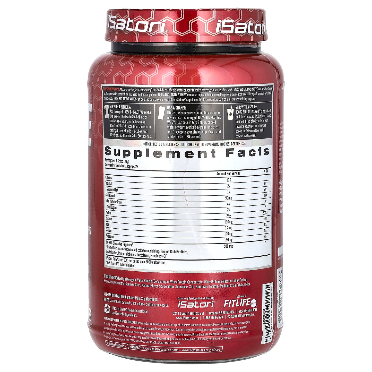 Isatori, 100% Bio Active Whey, Vanilla Swirl , 1.9 lbs (864 g)