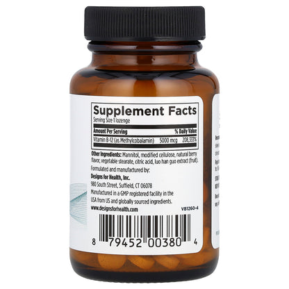 Designs For Health, Vitamin B12, 5,000 mcg, 60 Lozenges
