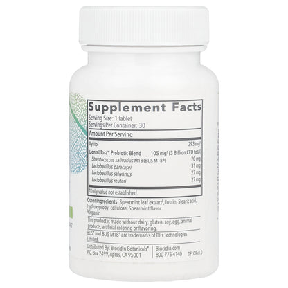 Biocidin Botanicals, Dentalflora™, Daily Oral Probiotics, 30 Mint Tablets