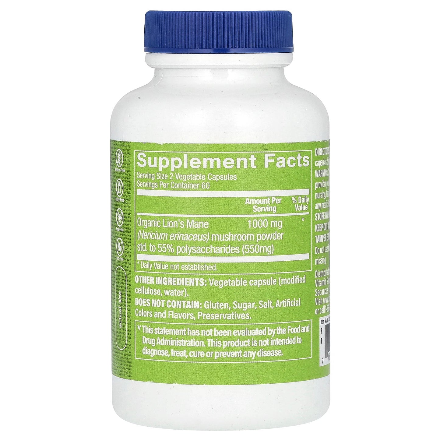 The Vitamin Shoppe, Lion's Mane, 1,000 mg, 120 Vegetable Capsules (500 mg per Capsule)