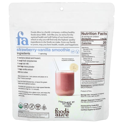 Foods Alive, Organic Maca Root Powder, 8 oz (227 g)