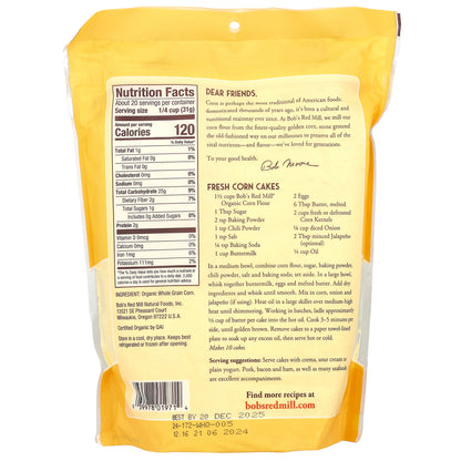 Bob's Red Mill, Organic Whole Grain Corn Flour, 22 oz (624 g)