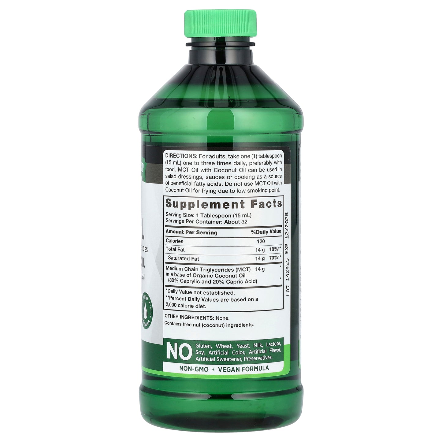 Nature's Truth, MCT Oil with Coconut Oil, Unflavored, 14 g, 16 fl oz (473 ml)