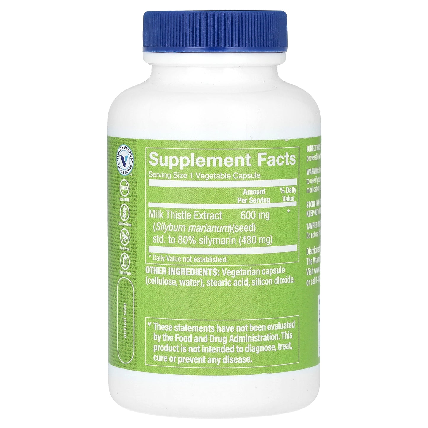 The Vitamin Shoppe, Milk Thistle Extract, 600 mg, 100 Vegetable Capsules