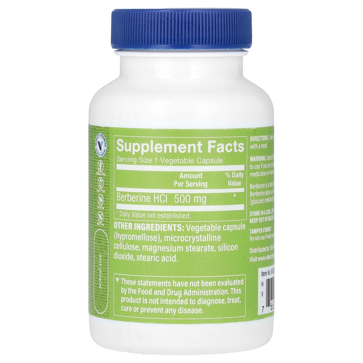 The Vitamin Shoppe, Berberine HCl, 500 mg, 60 Vegetable Capsules
