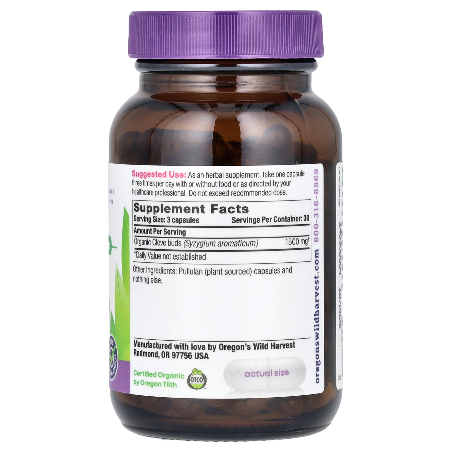 Oregon's Wild Harvest, Cloves, 90 Vegan Capsules (500 mg per Capsule)