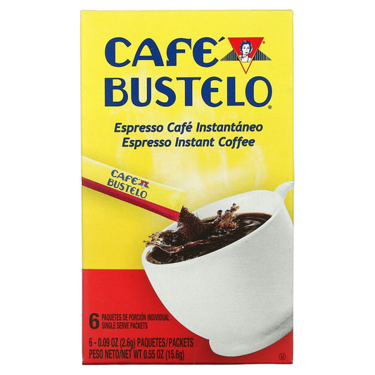 Café Bustelo, Espresso Instant Coffee, 6 Packets, 0.09 oz (2.6 g) Each