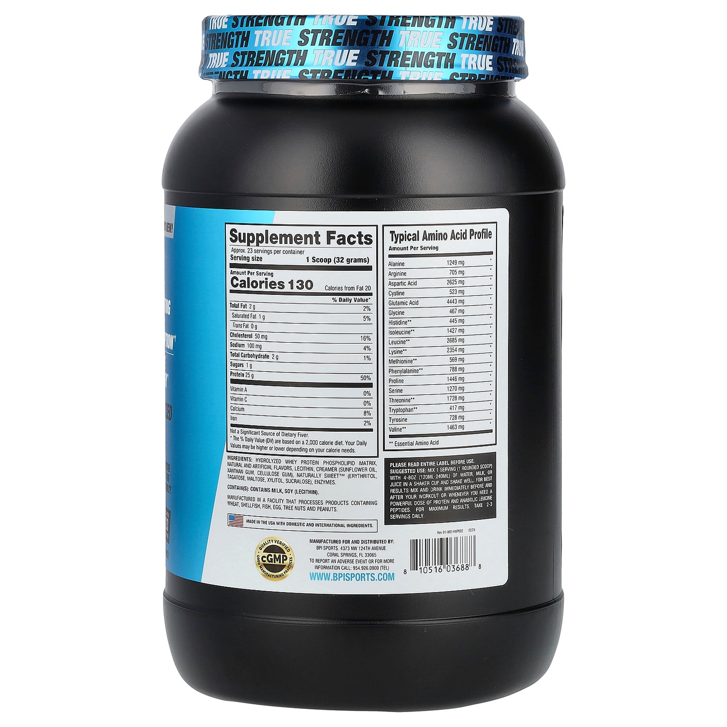 BPI Sports, Hydro HD™, Hydrolyzed Whey Protein, Vanilla Ice Cream, 1.62 lbs (736 g)