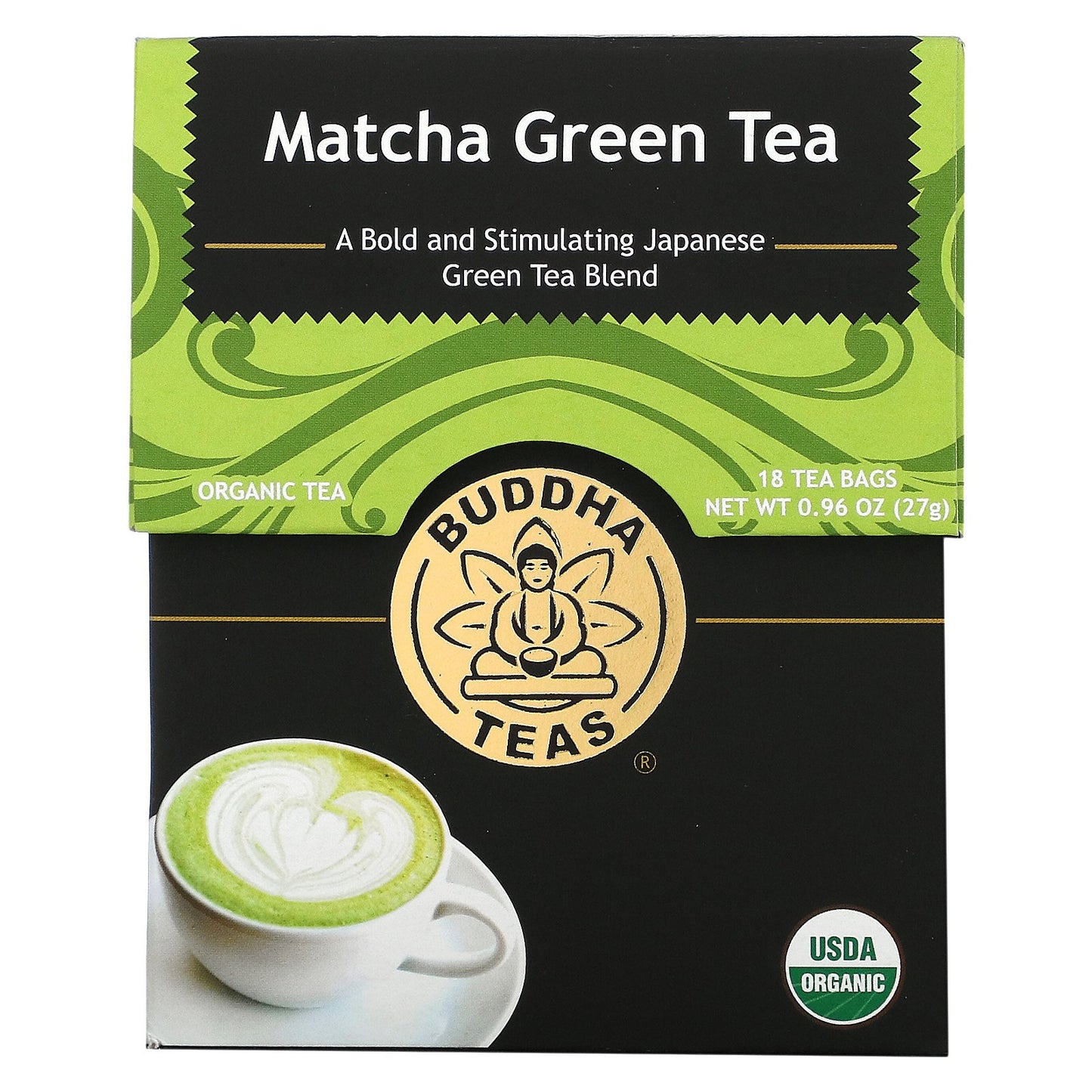 Buddha Teas, Organic Tea, Matcha Green, 18 Tea Bags, 0.96 oz (27 g)