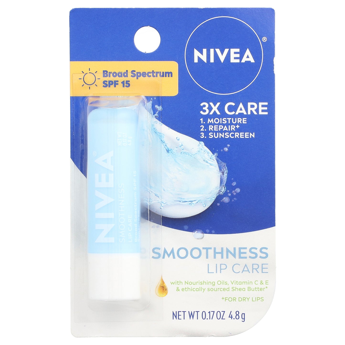 Nivea, Smoothness Lip Care, SPF 15, 0.17 oz (4.8 g)