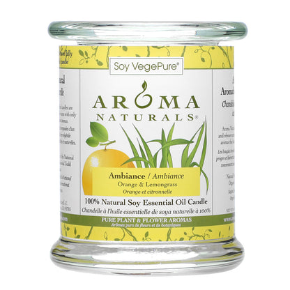 Aroma Naturals, Soy VegePure, 100% Natural Soy Essential Oil Candle, Ambiance, Orange & Lemongrass, 8.8 oz (260 g)