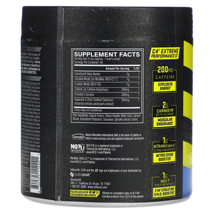 Cellucor, C4 Extreme, Explosive Pre-Workout Performance, Icy Blue Razz, 13.5 oz (384 g)