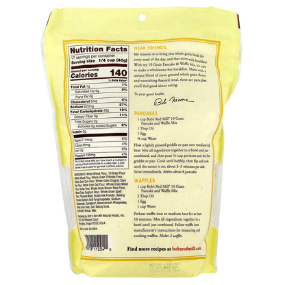 Bob's Red Mill, 10 Grain Pancake & Waffle Mix, Whole Grain, 24 oz (680 g)