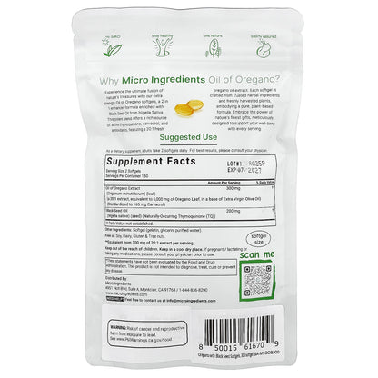 Micro Ingredients, Oil of Oregano with Black Seed Oil, 300 Softgels