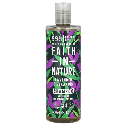 Faith in Nature, Shampoo, For Normal/Dry Hair, Lavender & Geranium, 13.5 fl oz (400 ml)