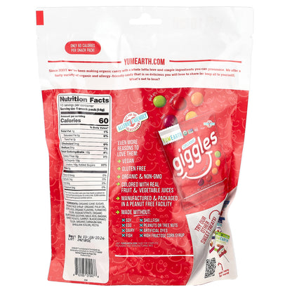 YumEarth, Organic Giggles, Chewy Candy Bites, 10 Snack Packs, 0.5 oz (14 g) Each