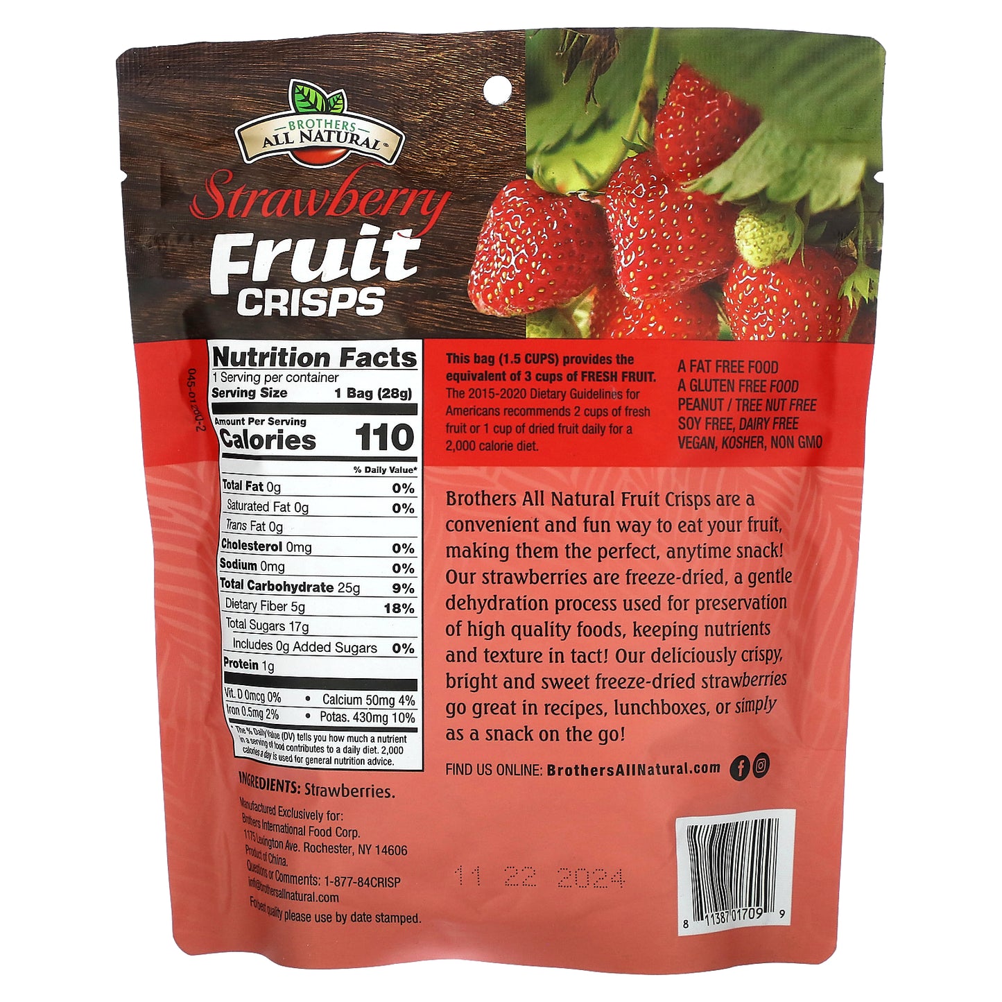 Brothers-All-Natural, Fruit Crisps, Strawberry, 1 oz (28 g)