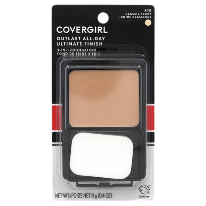 Covergirl, Outlast All-Day, Ultimate Finish 3-in-1 Foundation, 410 Classic Ivory, 0.4 oz (11 g)