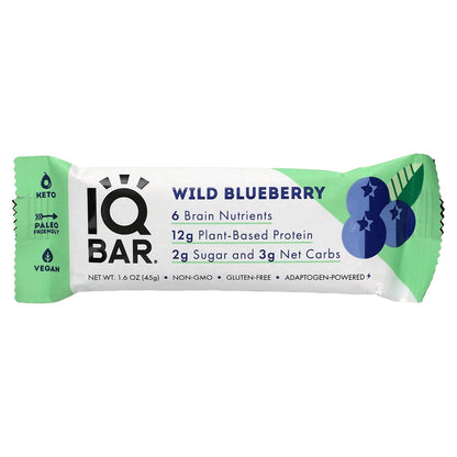 IQBAR, Plant Protein Bars, Wild Blueberry, 12 Bars, 1.6 oz (45 g) each