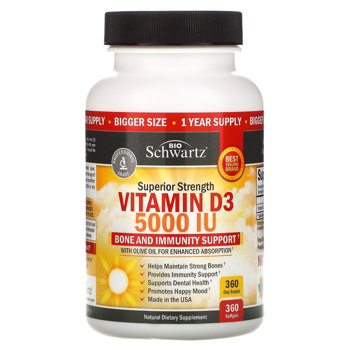 BioSchwartz, Superior Strength, Vitamin D3, 5,000 IU, 360 Softgels