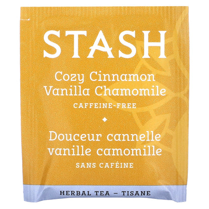 Stash Tea, Herbal Tea, Cozy Cinnamon, Vanilla Chamomile, Caffeine-Free, 18 Tea Bags, 0.8 oz (25 g)
