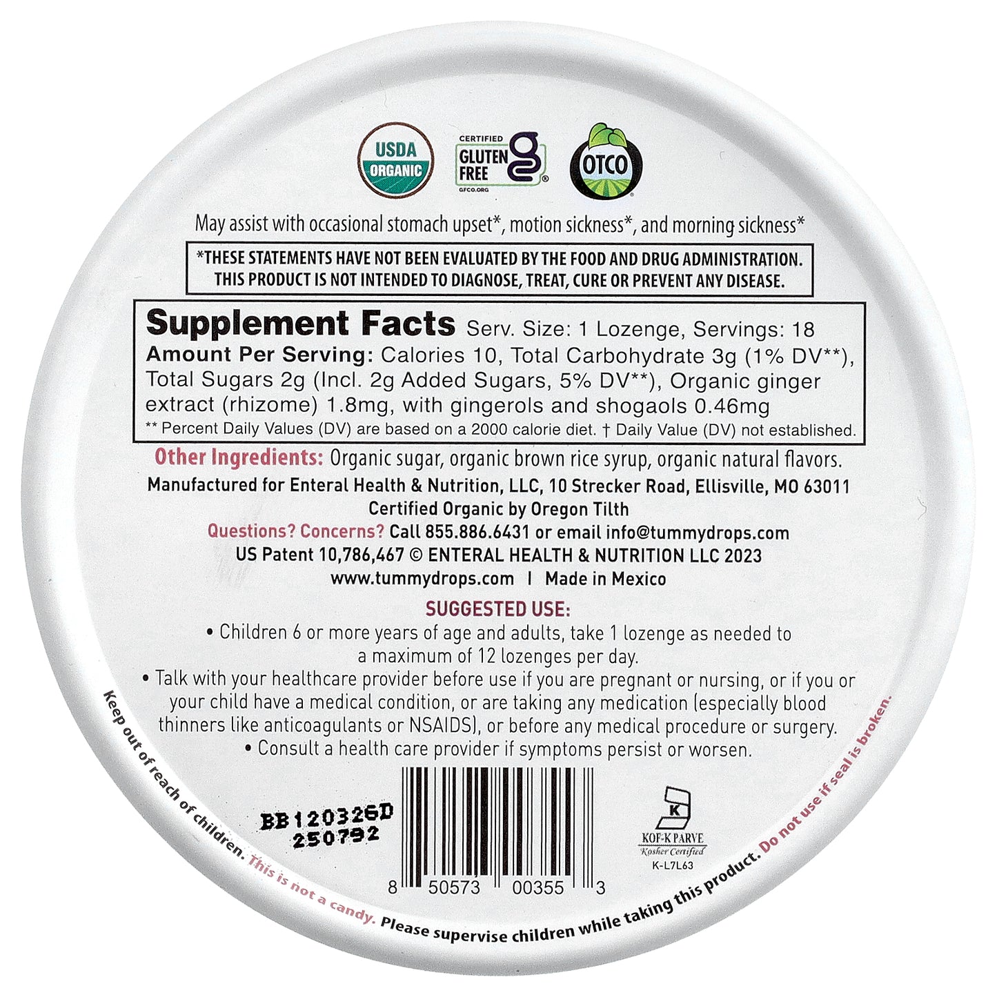 Tummydrops, Yumberry Ginger, 18 Lozenges