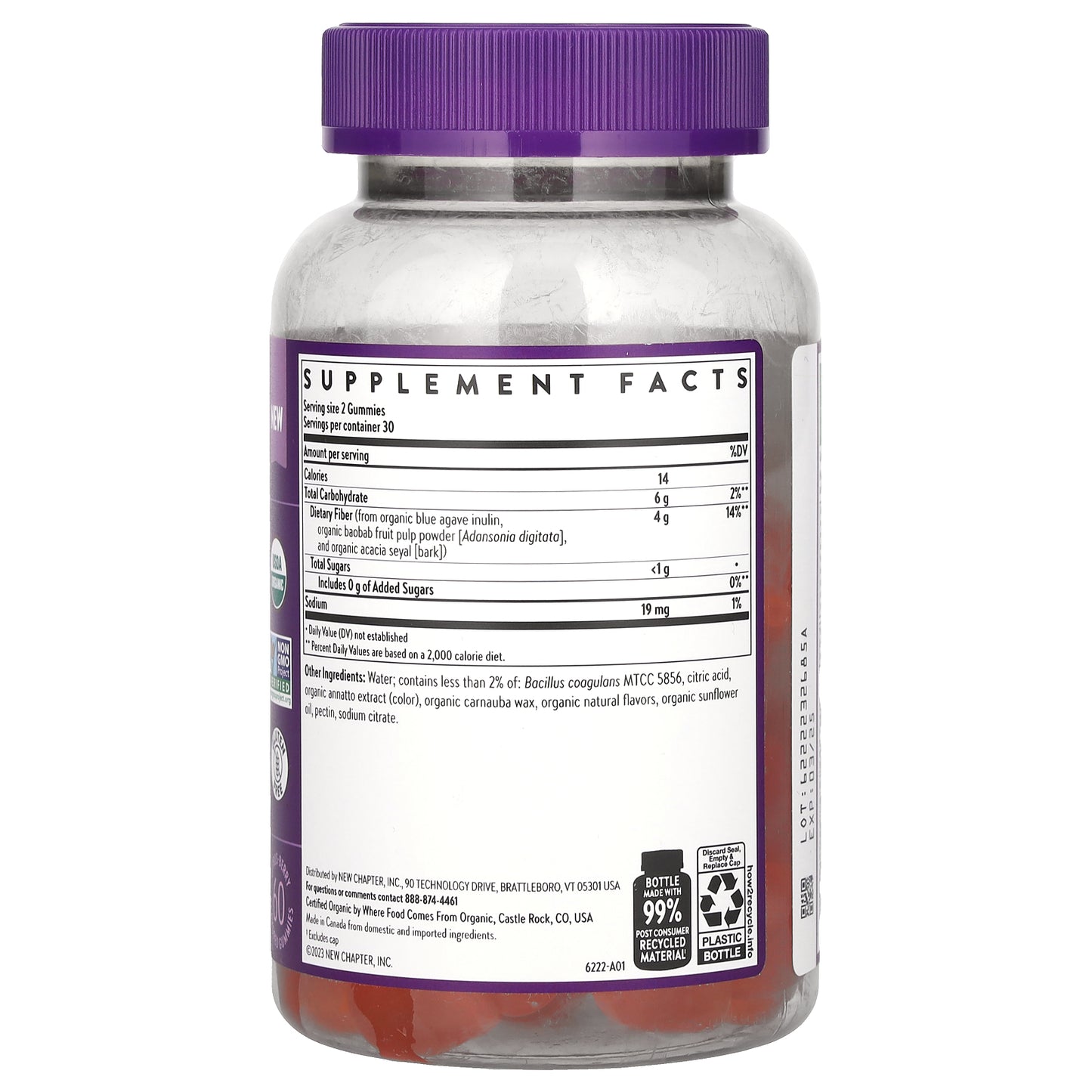 New Chapter, Organic Fiber Gummies, Citrus Berry, 60 Flavored Gummies