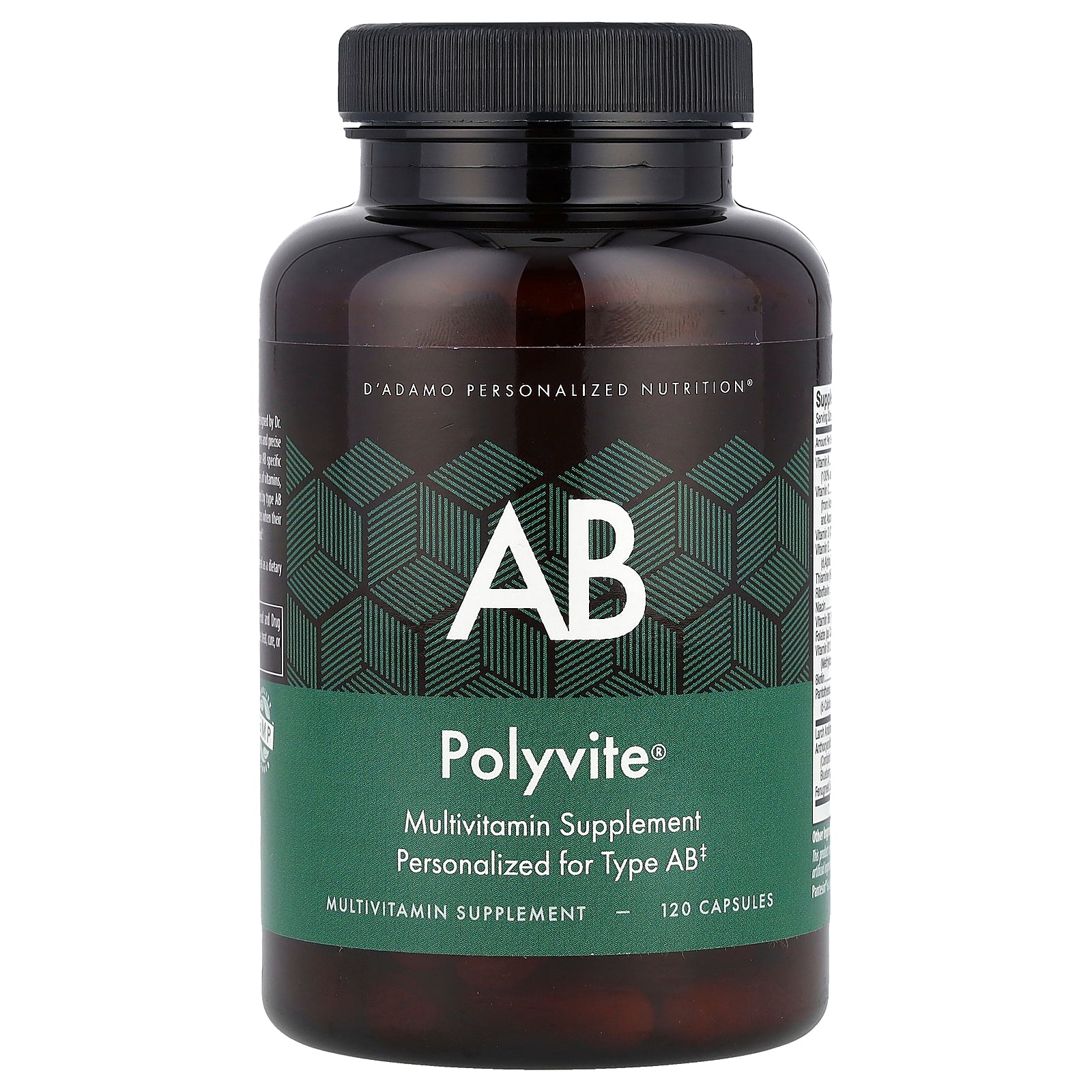 D'adamo, Polyvite® AB, Multivitamin Supplement, 120 Capsules