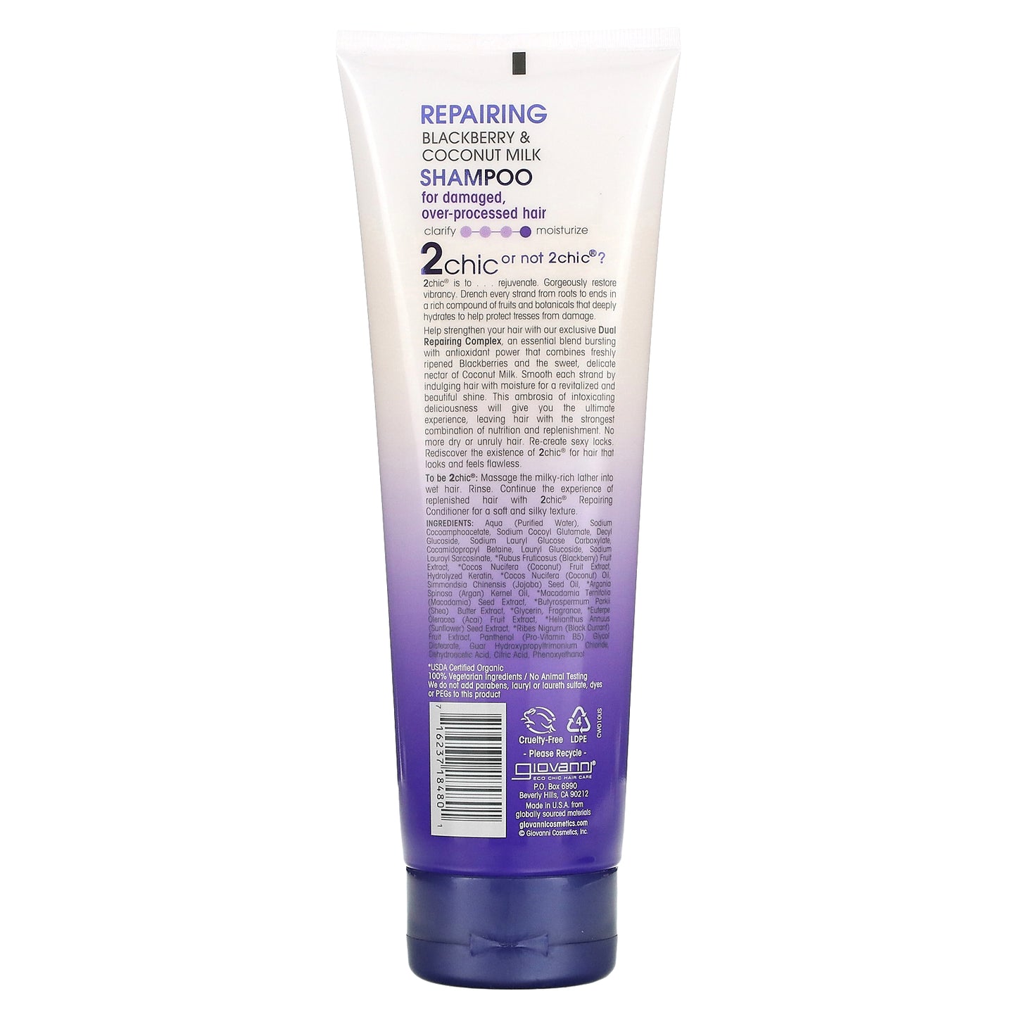 Giovanni, 2chic, Repairing Shampoo, For Damaged, Over-Processed Hair, Blackberry + Coconut Milk, 8.5 fl oz (250 ml)