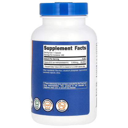 Nutricost, Vitamin B12, 2,000 mcg, 240 Capsules