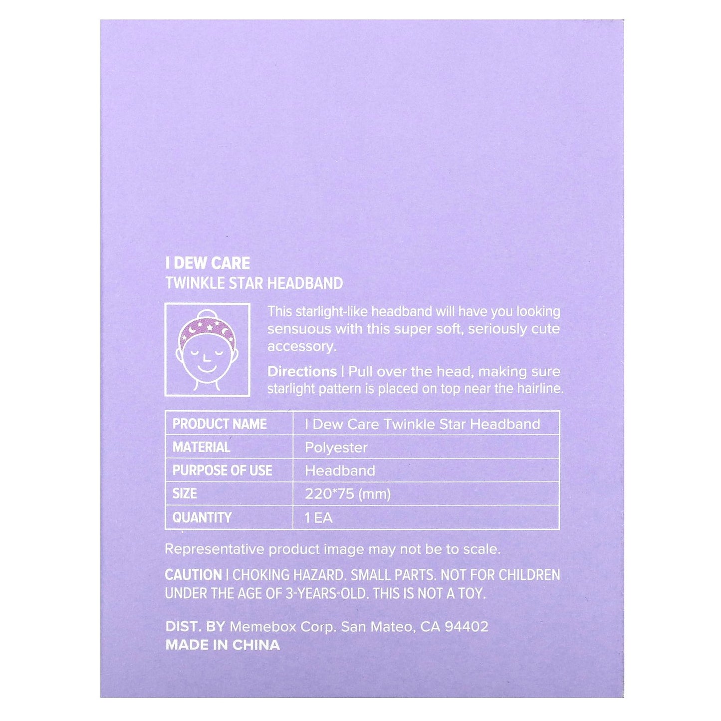 I Dew Care, Twinkle Star Headband, Purple, 1 Headband