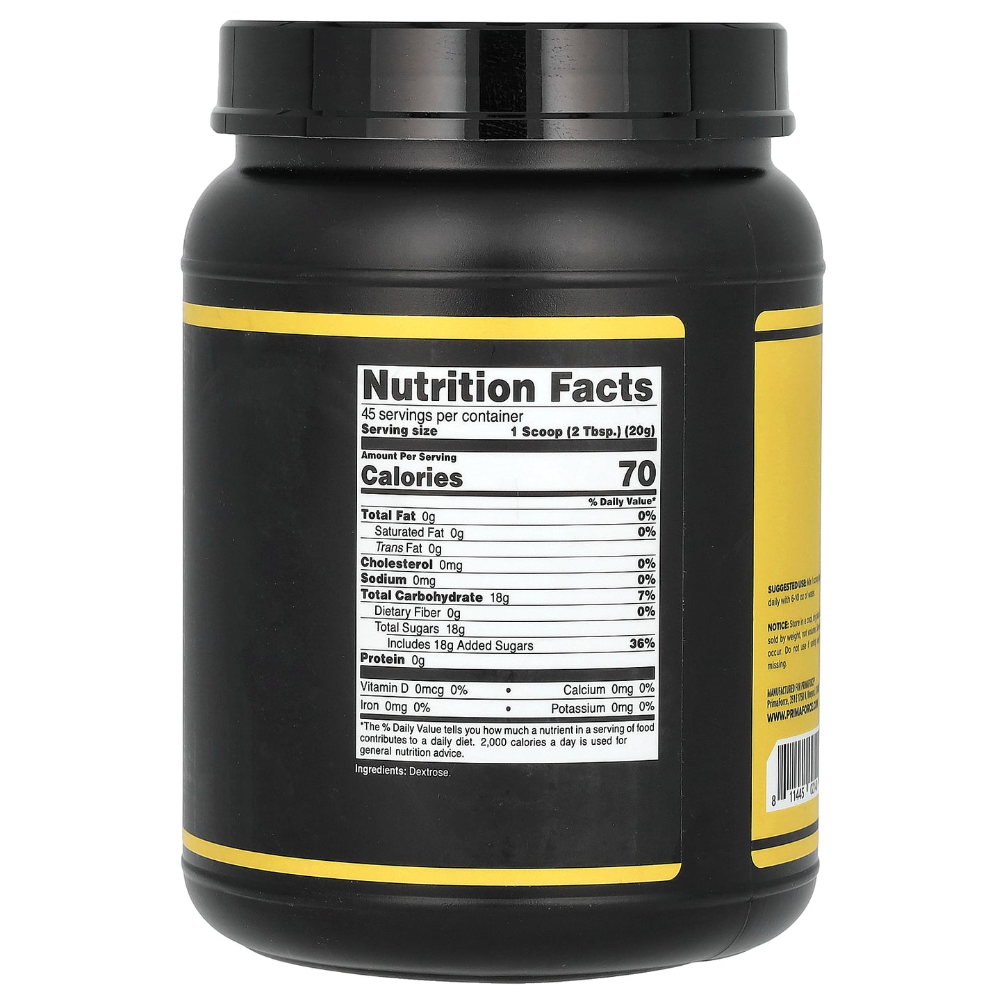 Primaforce, Pure Dextrose, Unflavored, 2 lb (907 g)