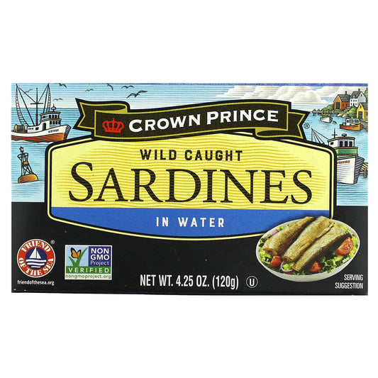 Crown Prince Natural, Wild Caught Sardines, In Water, 4.25 oz (120 g)