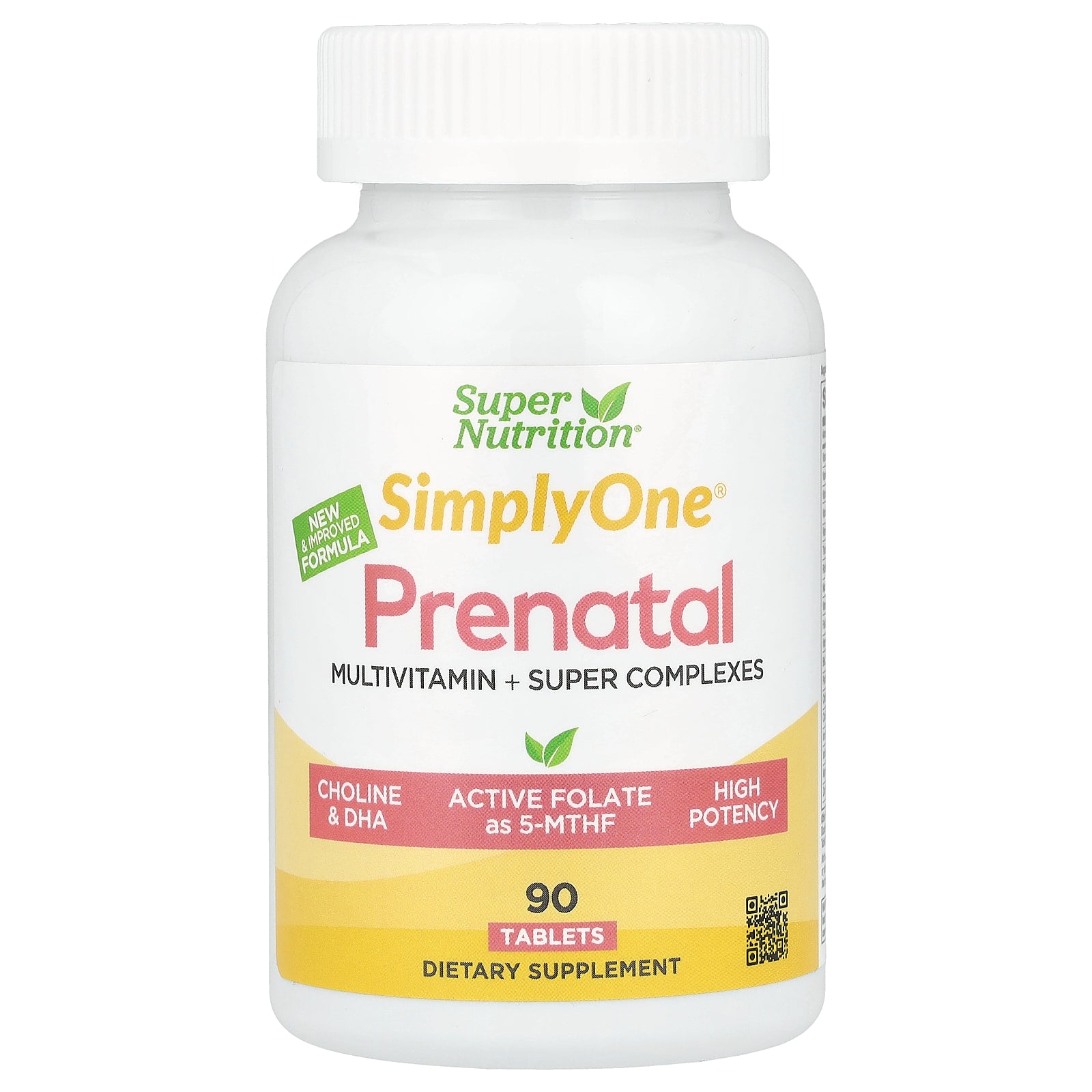 Super Nutrition, Simply One®, Prenatal Multivitamin with Super Greens, Spices, Vitamin A, and Folate, 90 Tablets