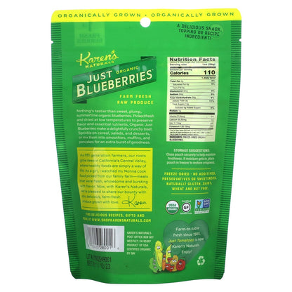 Karen's Naturals, Organic Just Blueberries, Freeze-Dried Fruit, 2 oz (56 g)