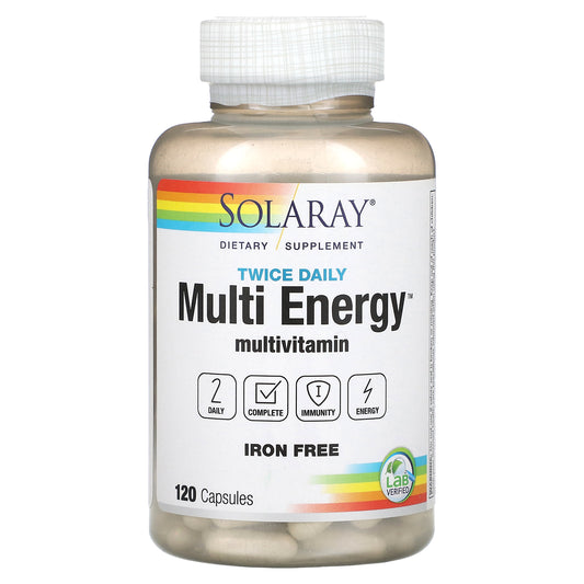 Solaray, Twice Daily, Multi Energy, Multivitamin, Iron Free, 120 Capsules