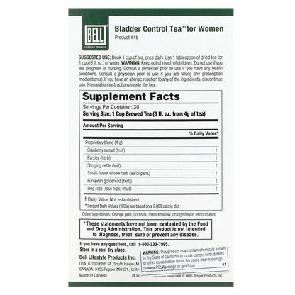 Bell Lifestyle, Bladder Control Tea™, For Women, Caffeine Free, 4.2 oz (120 g)