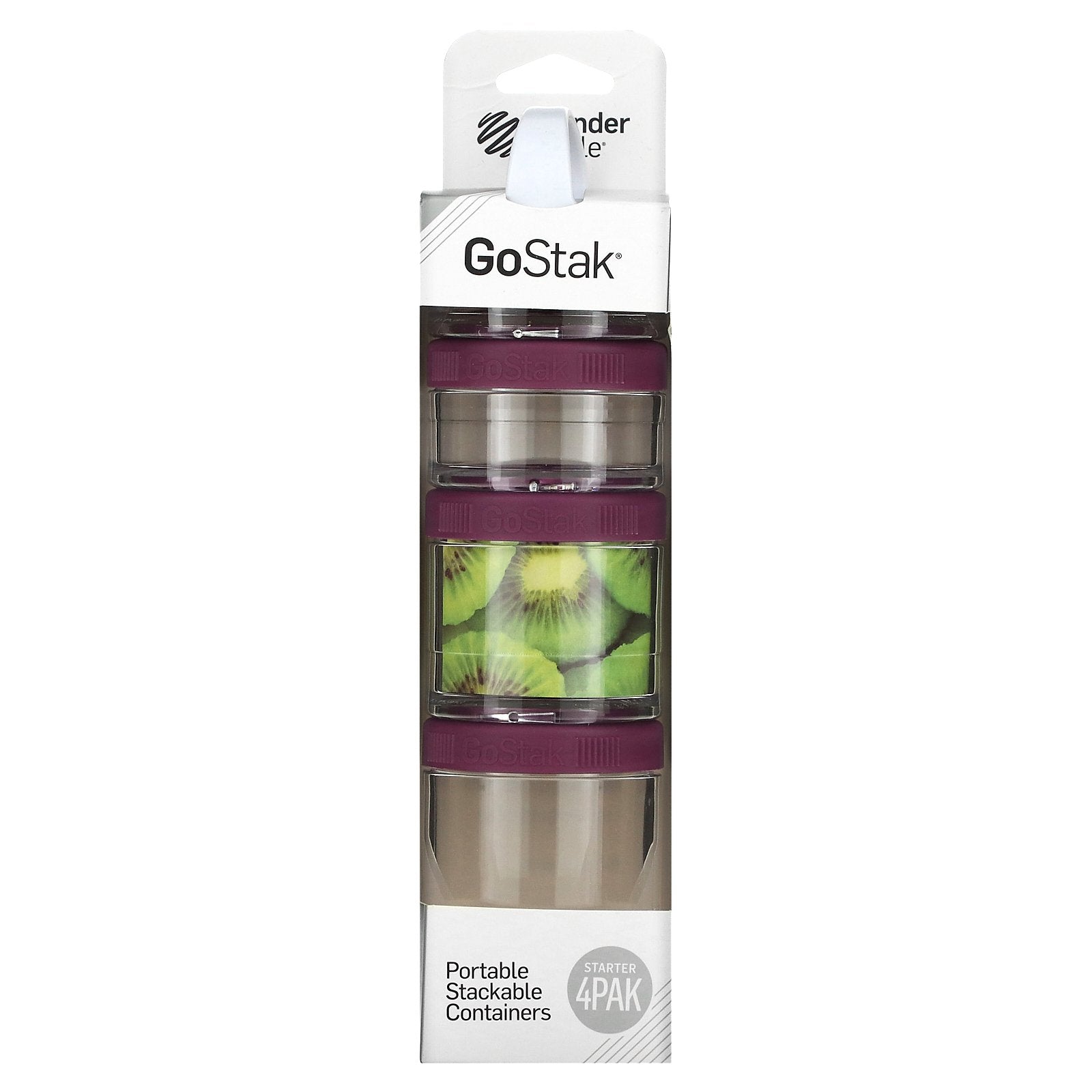 GoStak, Portable Stackable Containers, Plum, Starter 4 Pack