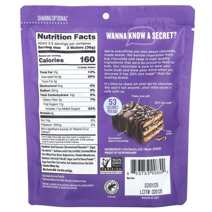 Little Secrets, Mini Crispy Wafers, Dark Chocolate With Sea Salt, 3.5 oz (100 g)