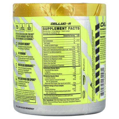C4 / Cellucor, C4® Sport Ripped, Pre-Workout, Popsicle®, Hawaiian Pineapple, 9.5 oz (270 g)