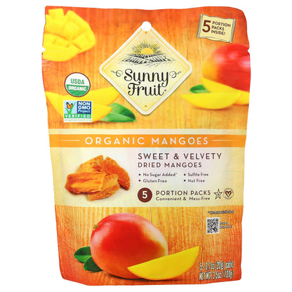 Sunny Fruit, Organic Dried Mangoes, 5 Portion Packs, 0.7 oz (20 g) Each