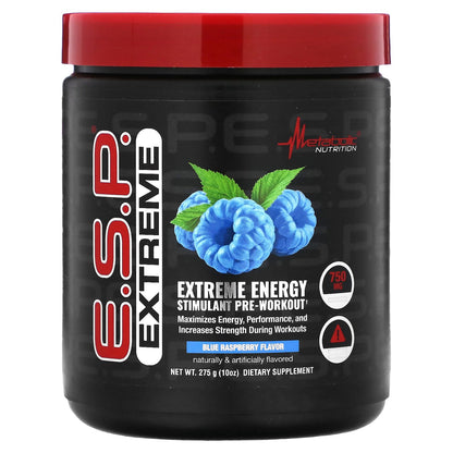 Metabolic Nutrition, E.S.P. Extreme Energy Stimulant Pre-Workout, Blue Raspberry, 10 oz (275 g)