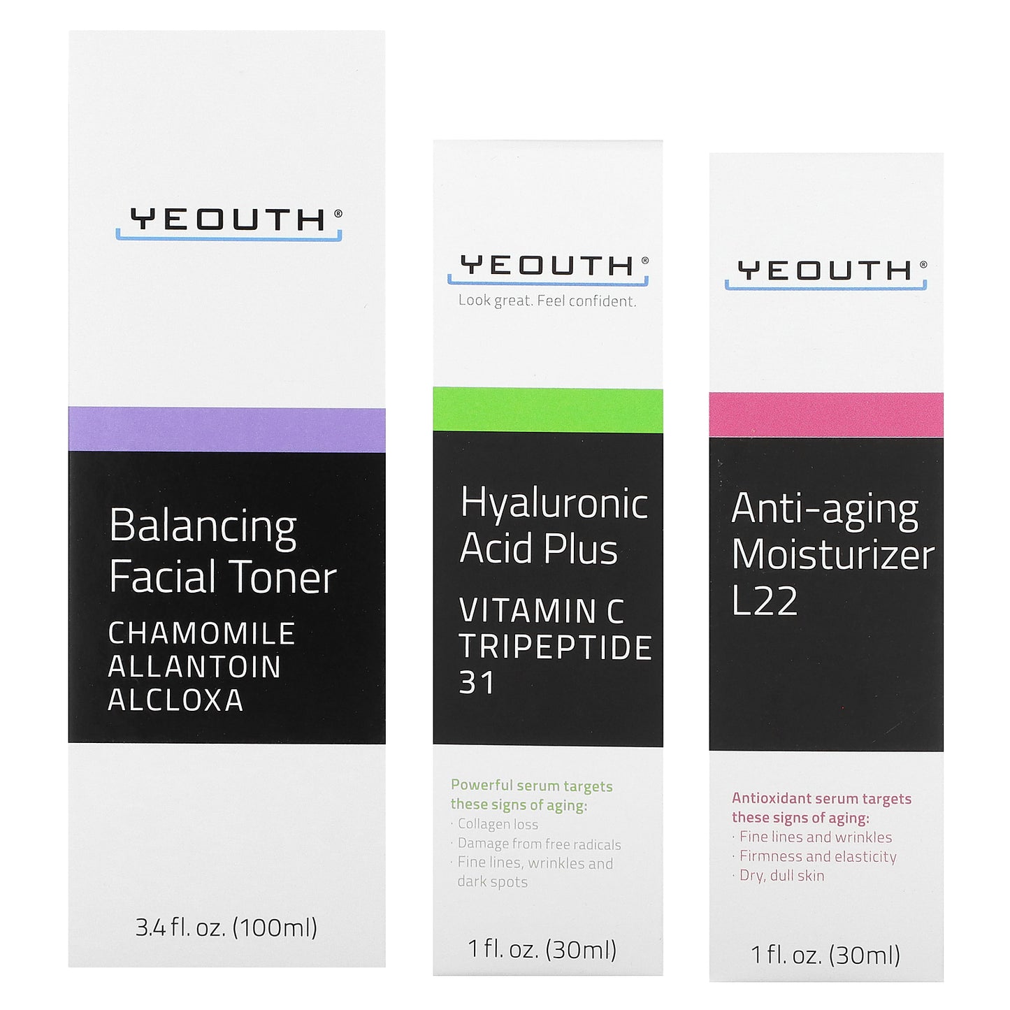YEOUTH, Essential Anti-Aging Skin Care System, 3 Piece Set
